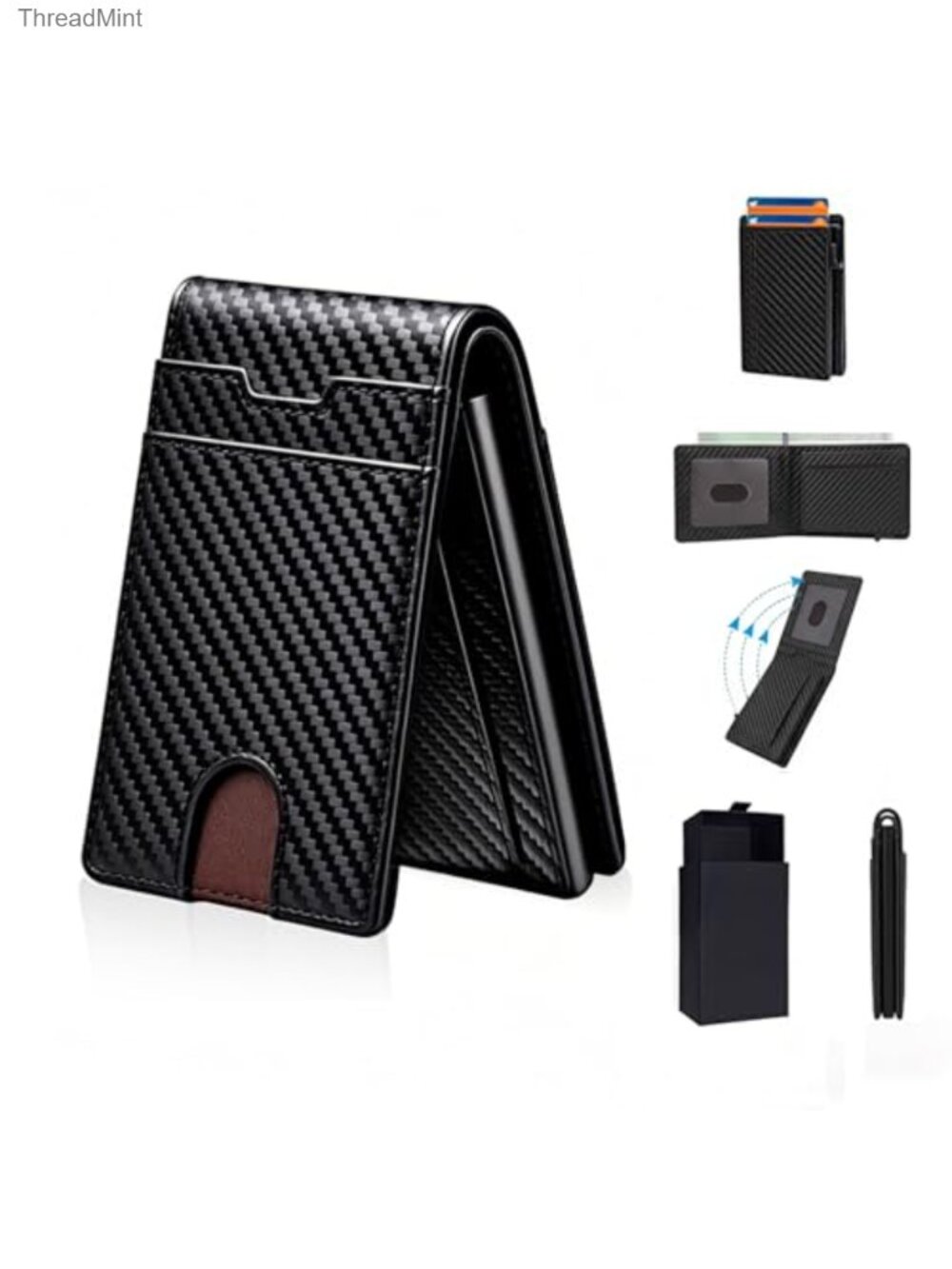 RFID Blocking Bifold Pop Up Card Holder Wallet with Large Bill Compartment & ID